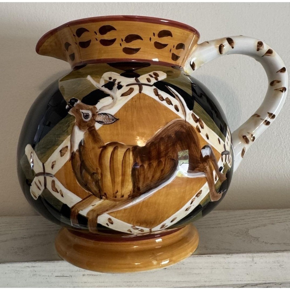 Zrike Outpost Large 64 oz Pitcher Deer Cabin Lodge Adirondack EXCELLENT!! Rustic